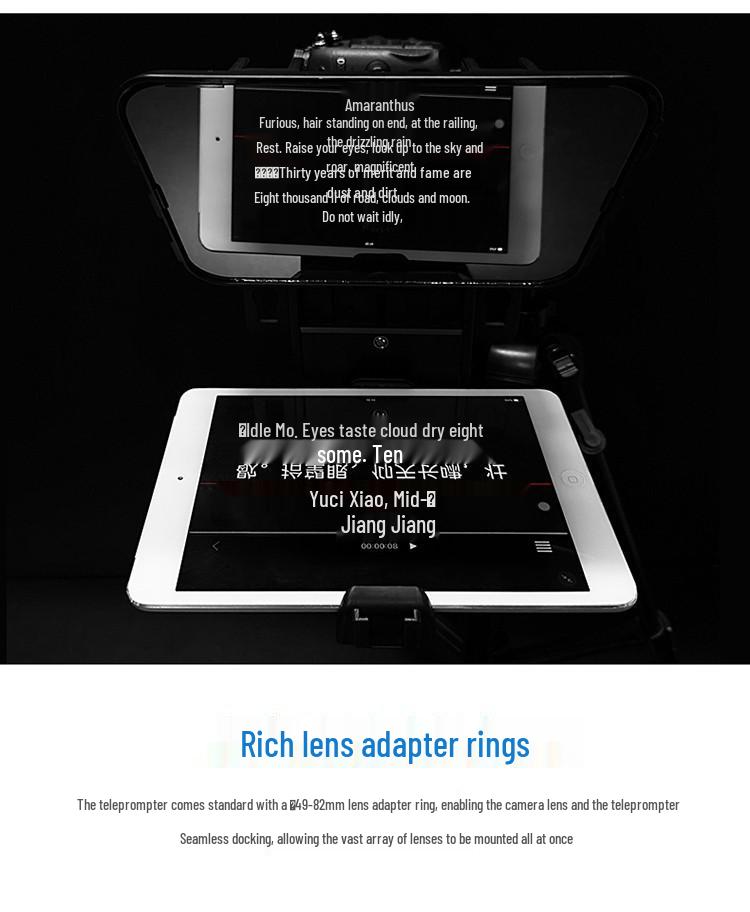 Baisiyue T3 Teleprompter for Mobile & DSLR Cameras - Perfect for Douyin Live Streaming and Video Interviews