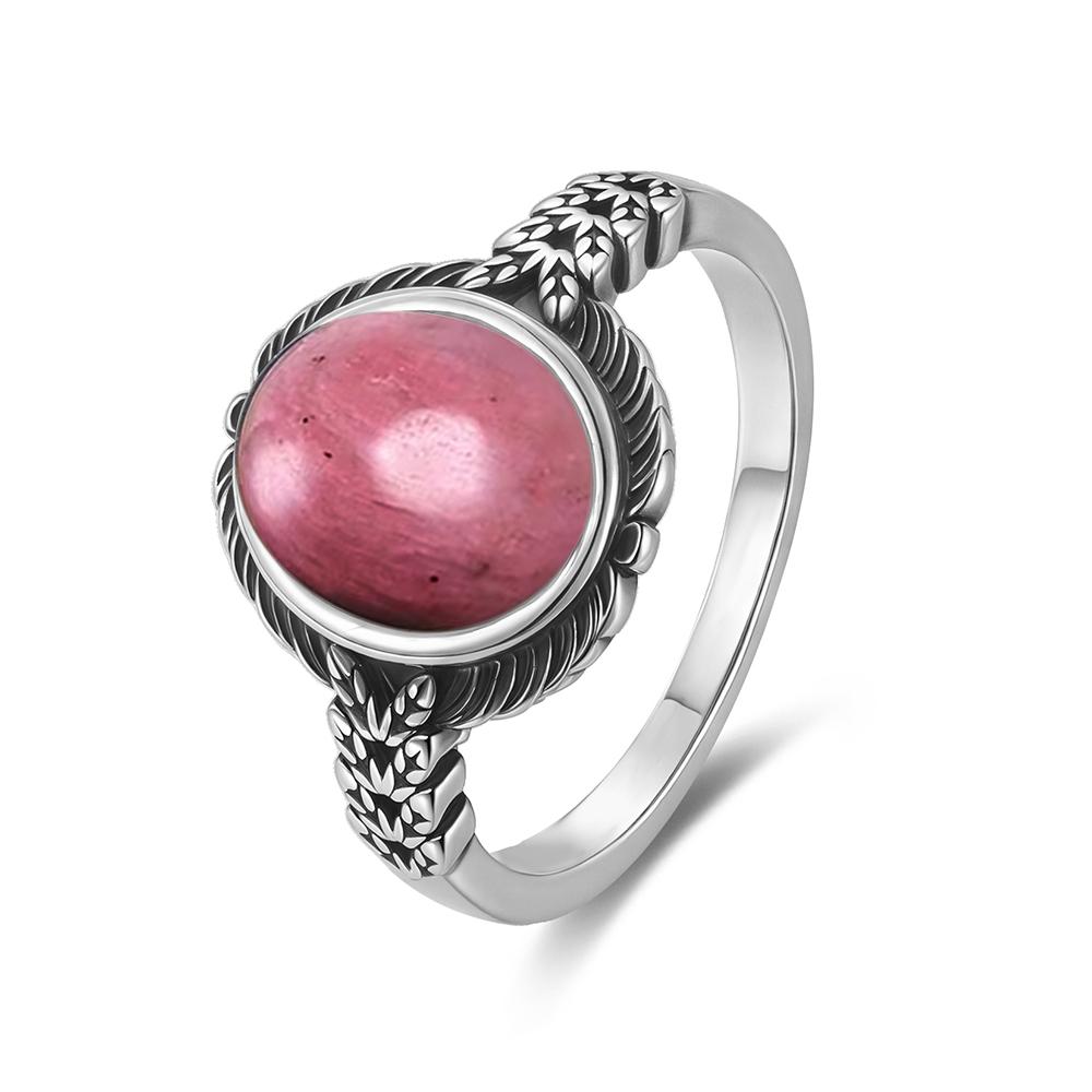 Vintage S Sterling Silver Natural Moonstone Ring Oval 8*10MM Simple Black Twists Ring Party Gifts Fine Jewelry For Women Men