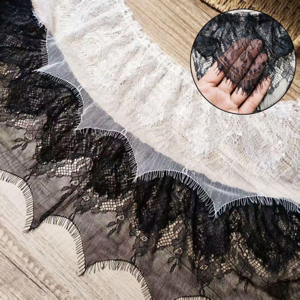 2M Floral Embroidery Lace Handmade Bearded Edge Wedding Embroidery Sewing Material Lace Trim Lace Ribbons Trim Home Decor