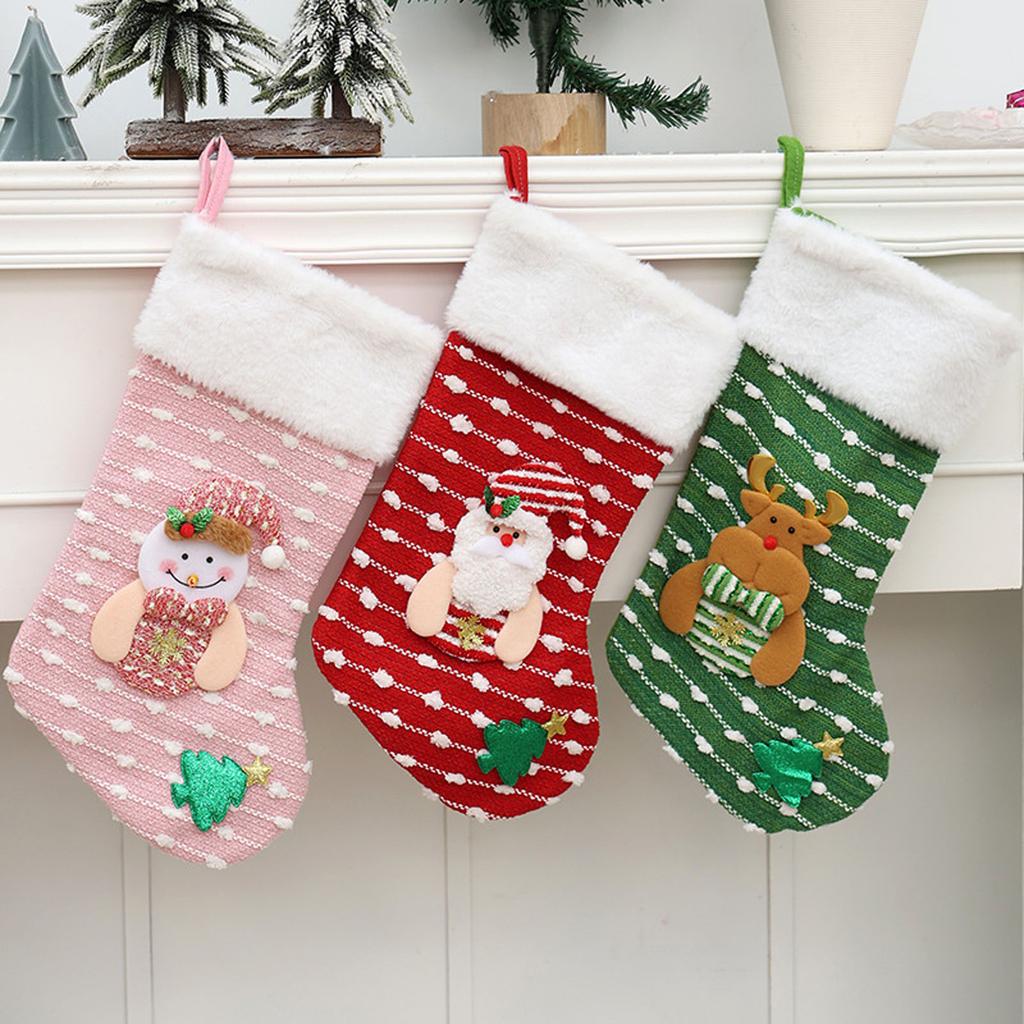 Large Christmas Socks Gift Bag Knitted Christmas Children's Gift Bag Candy Bag Christmas Tree