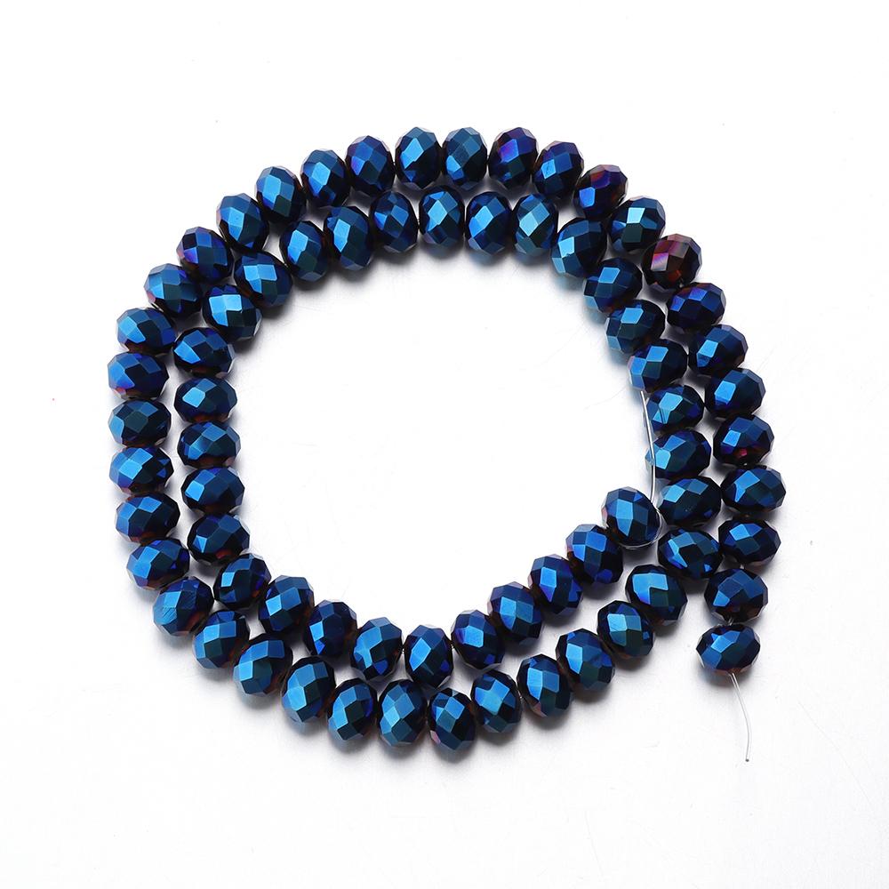 60-130PCS 3/4/6/8/10mm Plated Color Faceted Crystal Glass Beads Abacus Beads Round Flat Loose Spacer Beads For Jewelry Making