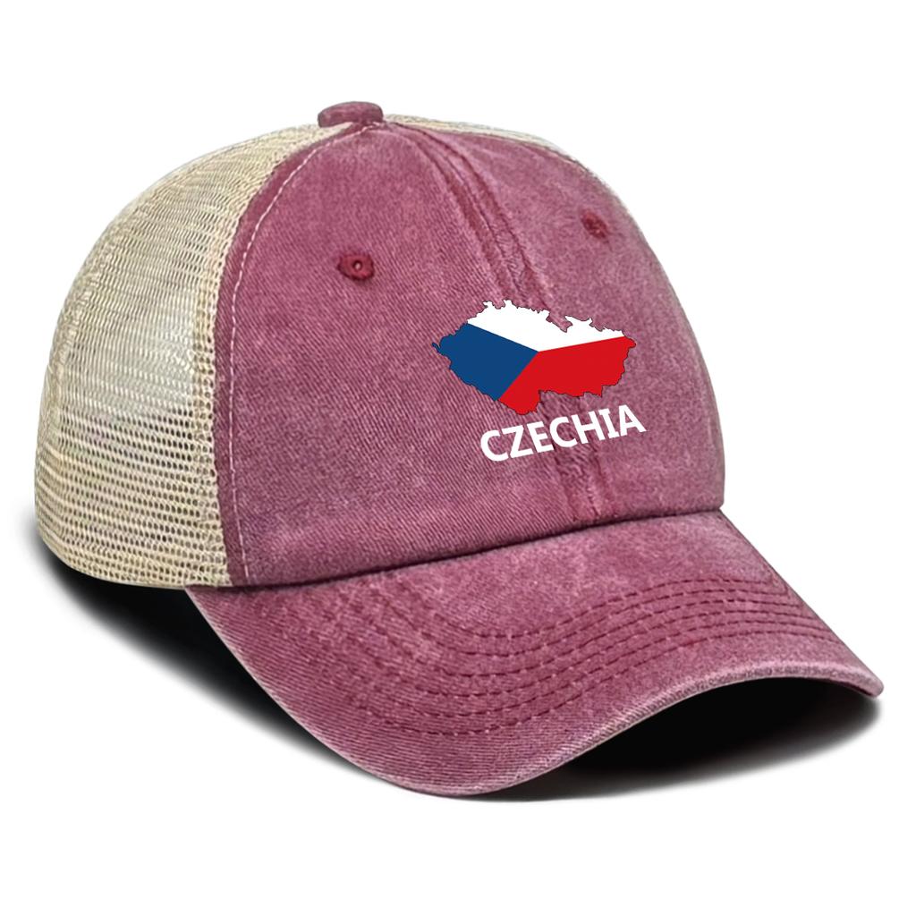 Verstellbare Netzmütze Sonnenhut Tschechien Karte Flaggen Kappen Für Frau Retro Stilvoll Snapback Truckerhut Ideale Wahl Für Street Wear