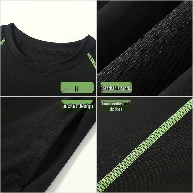 Boys' Fleece-Lined Quick-Dry Compression Suit for Autumn/Winter - High-Elastic Long-Sleeve for Sports & Fitness