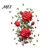 Easy Application Flower Wall Decor Red Rose Sticker, Watercolor Floral Peel and Stick Decal for Creative Soft Decoration Gifts Living Room Bedroom,