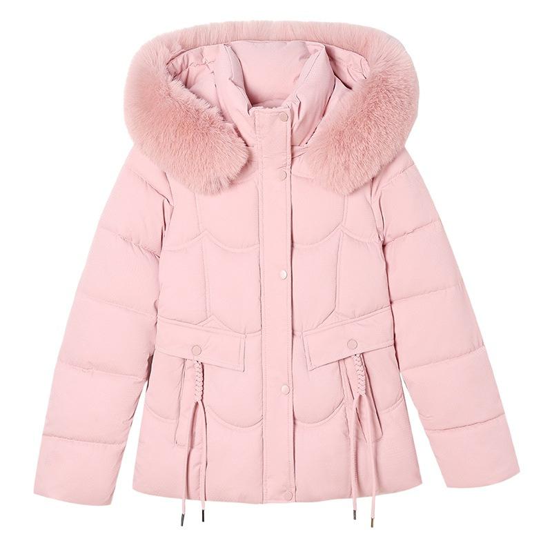 Annual removable hat cotton clothes women's short winter thickened large fur collar slim cotton-padded clothes foreign style jacket