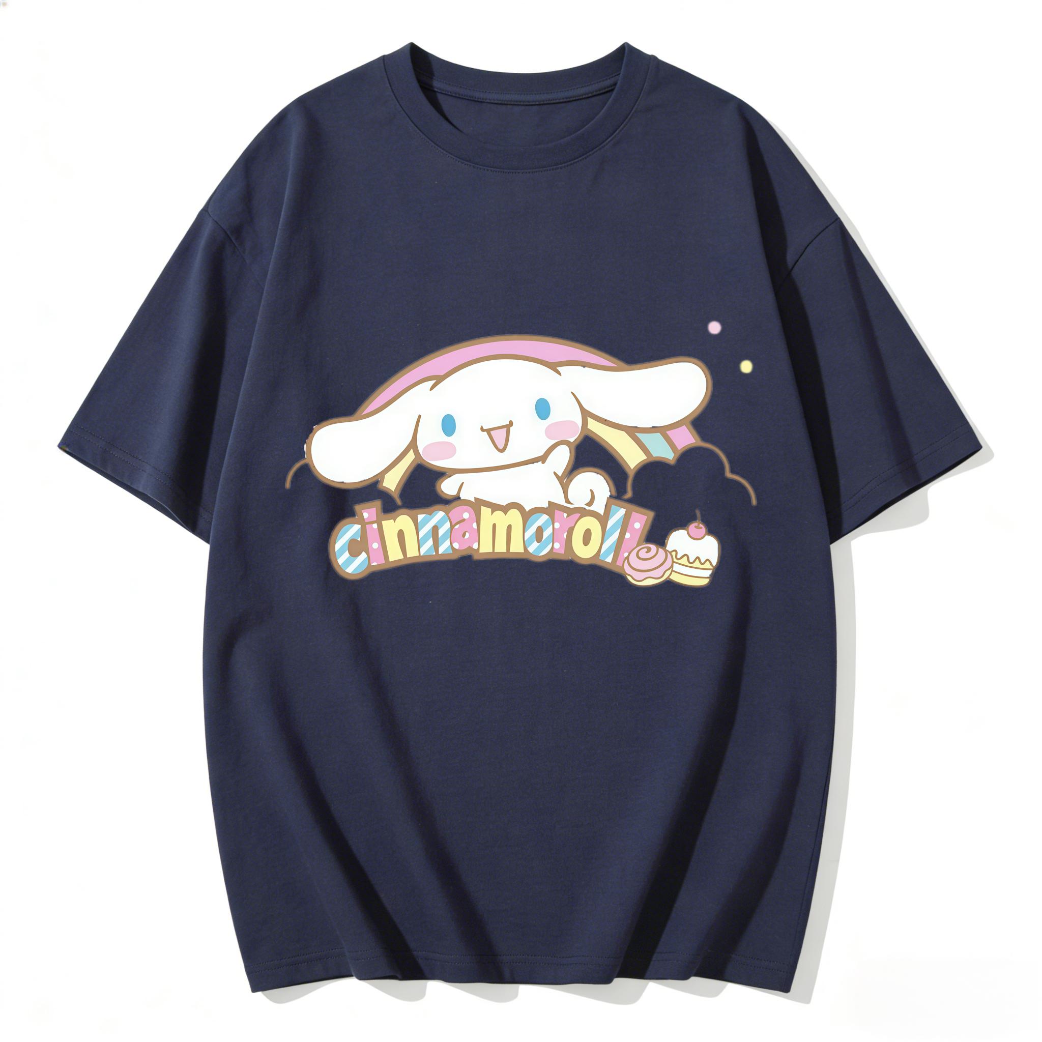 The 2026 New Cinnamon Roll Rainbow Cake Comic Print Tshirt Is  Casual Shortsleeved Tshirt Suitable for Women Unisex and Children S