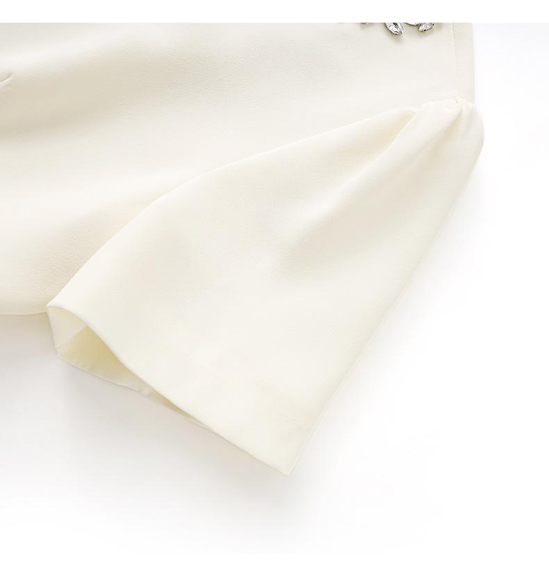 V-Neck Rhinestone Short Sleeve Dress - French Style, High-Quality Women's Summer Fashion