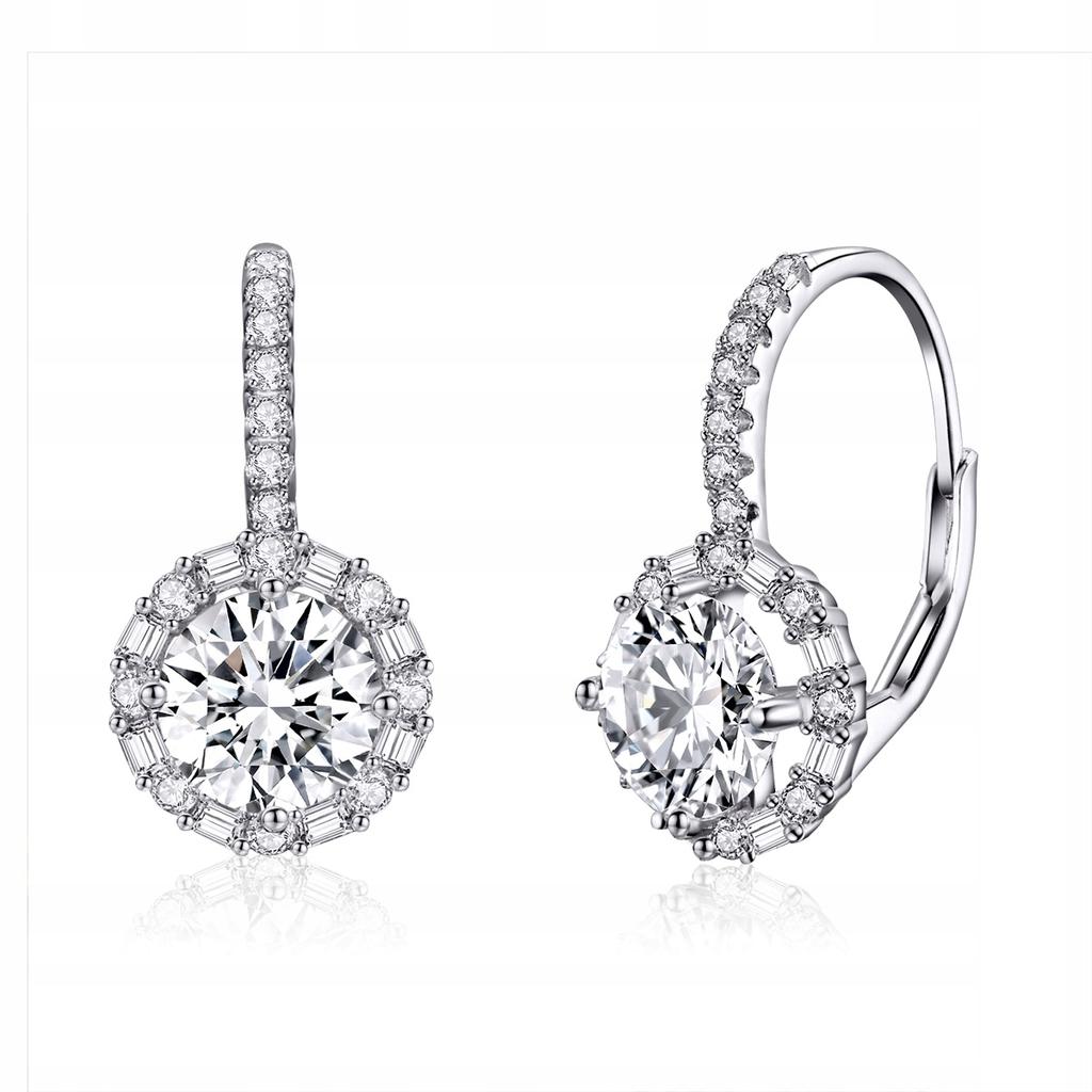 S925 Earrings, Hanging, Large Cubic Zirconia, Elegant English Crystals