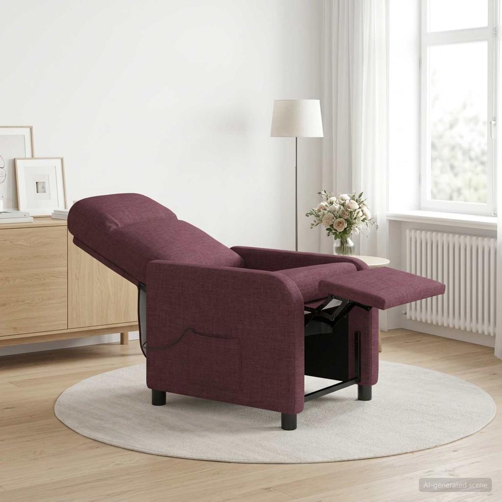 Massage Recliner Chair Purple Fabric