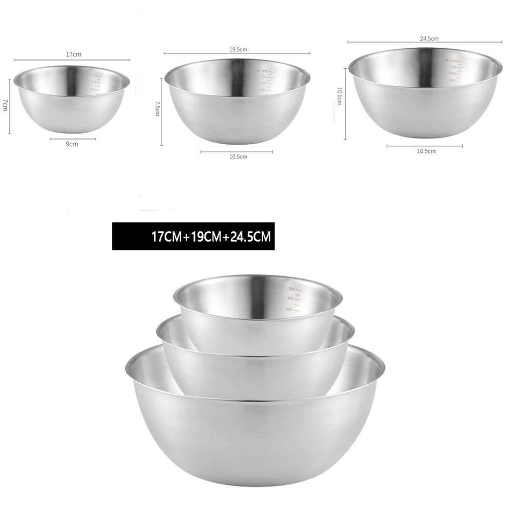 

3pcs Stainless Steel Salad Basin Golden Bowl Cooking Basin Mixing Bowl Baking Special Basin Kitchen and Noodle Basin Salad Bowl серебряный