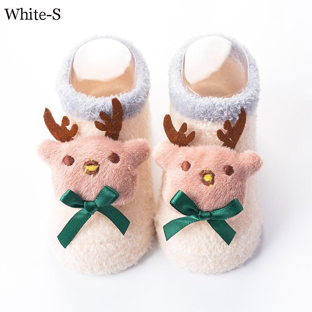 

New Winter Infant Cartoon Anti Slip Baby Socks Christmas S білий