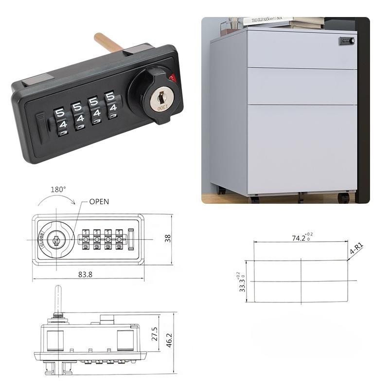 Automatic Reset Four-wheel Mechanical Drawer Combination Lock, Shoe Cabinet Door Lock, Storage Locker Lock