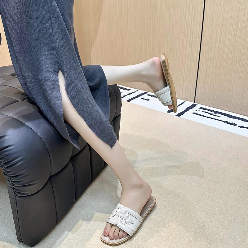 

Plus Size Women s Summer Outdoor Flat Slippers for Wide Feet - French Beach Sandals 40 брудно-білий