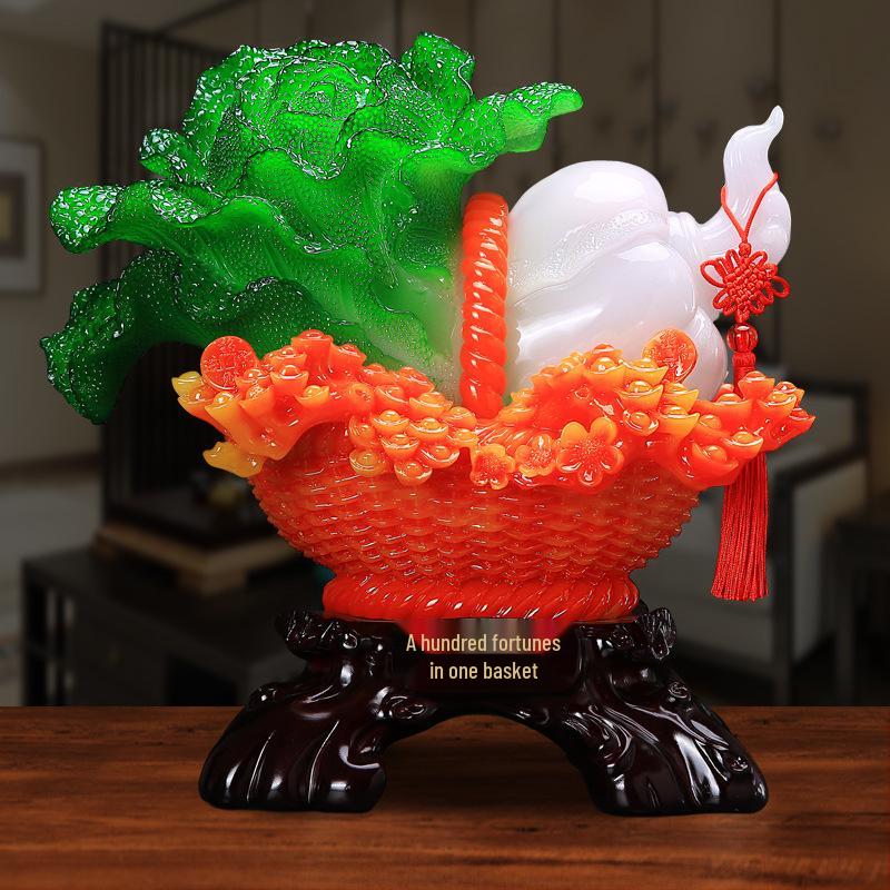 Creative Hundred Fortunes Cabbage Resin Figurine - Home and Office Gift
