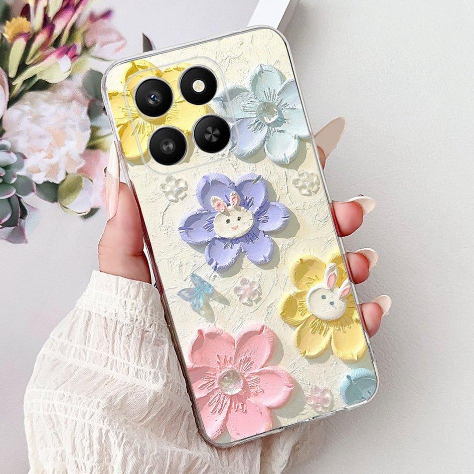 For Honor 400 Smart 2025 Case Fashion Bamboo Flower Soft Silicone Clear Bumper Protective Cover For Honor 400 Lite ABR-NX1 Funda