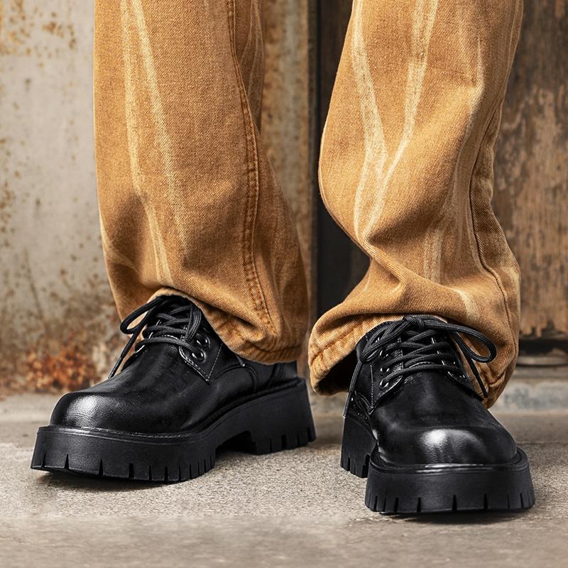 Pánské kožené boty se silnou podrážkou Klasické a všestranné černé Denní kancelářské venkovní Párty svatba obchodní boty zvyšující výšku