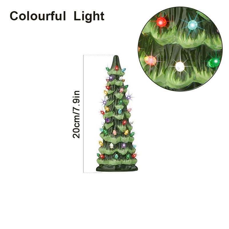 Árvores de Natal de Mesa Retrô Pintadas à Mão com Timer, Árvores de Natal que Acendem, Árvore de Natal de Mesa com Luzes