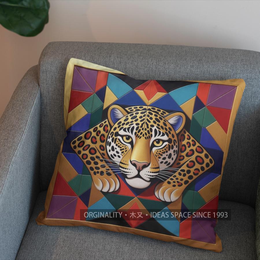 2D Leopardenmuster Quadratisches Kissen Für Moderne Dekoration Muster Kissenbezug Geeignet Für Sofa Schlafzimmer Auto Kissenbezug