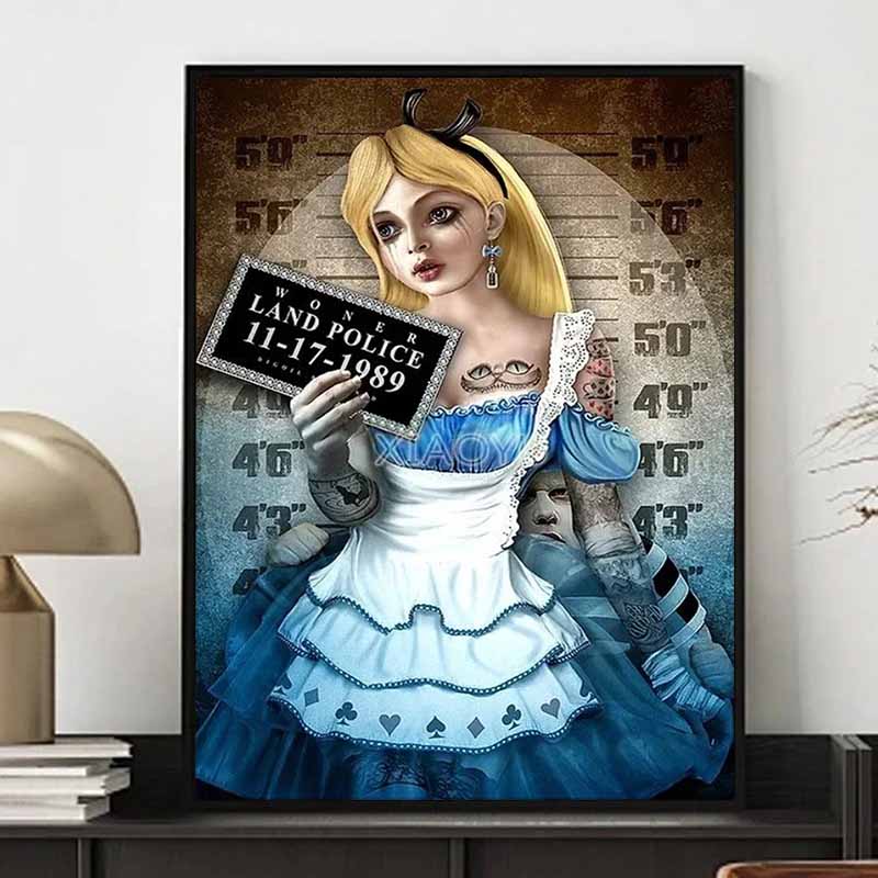 Disney Diamond Painting Dark Themed Alice In Prison Photo Art Wall Decoration Fulldiamond Cross Stitch DIY Gift Home Decoration
