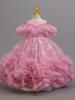 Girls' One-Shoulder Princess Dress with Mesh Puff Skirt – Formal Flower Girl Birthday Dance Costume