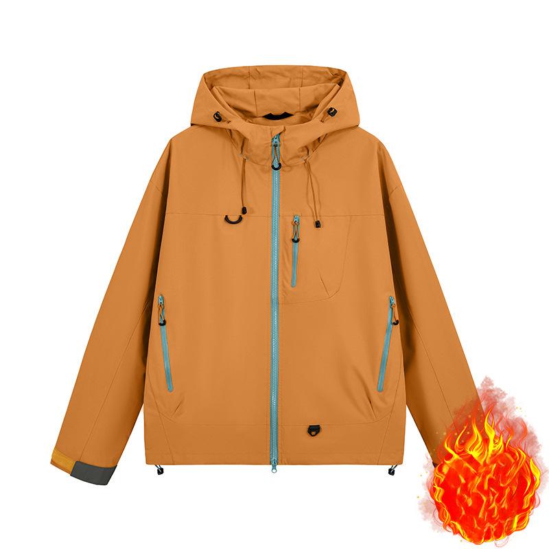 American Retro Contrasting Mountain Jacket Multi-zip Design Hooded Jacket Outdoor Waterproof Hiking Jacket