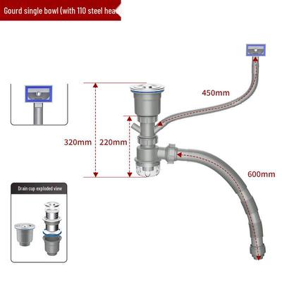 SIOYIE Edelstahl Einzelbecken Spülbecken Abflussrohr