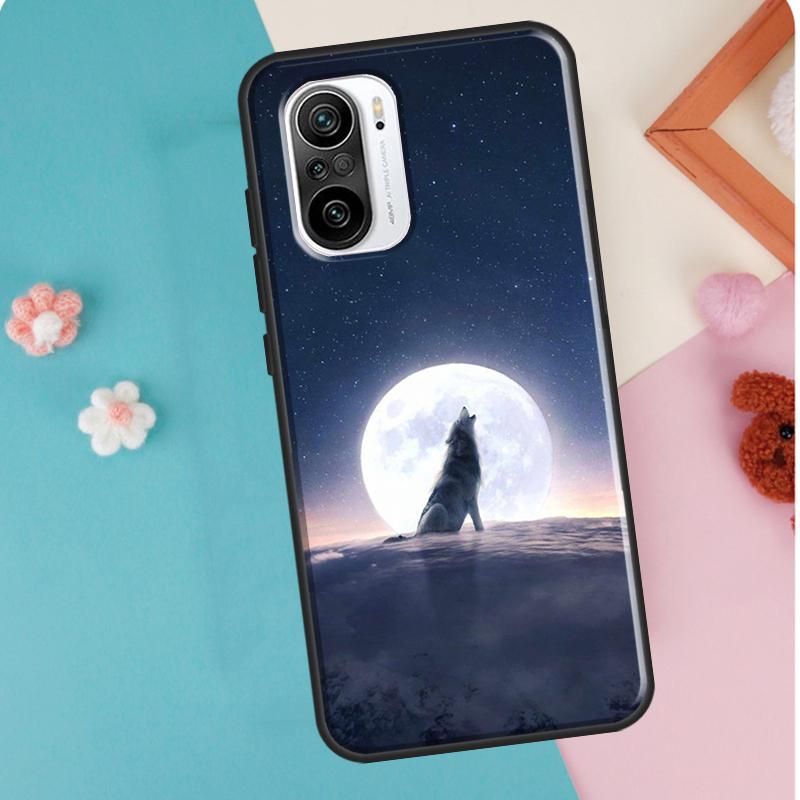 Moon Roaring Wolf Case For POCO F3 F1 F2 M3 M4 X4 Pro GT X3 Pro Cover For Xiaomi Mi 11 Lite 12 X Mi 11T Pro