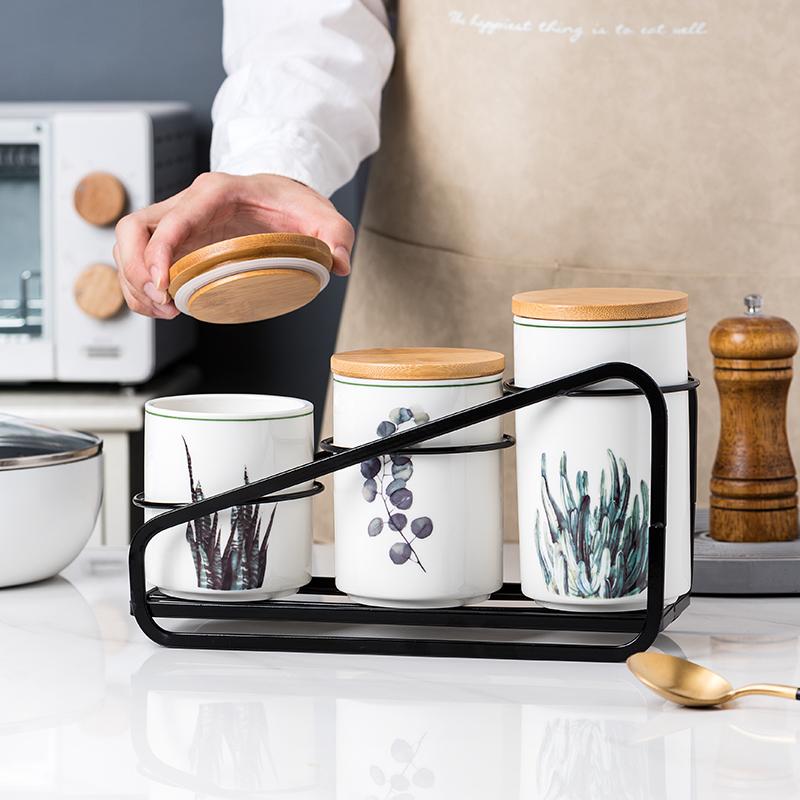 Food Grade Sealed Jar Ceramic Storage Jar Household Kitchen Grains Storage Jar Nut Tea Coffee Storage Box/collection Utensils