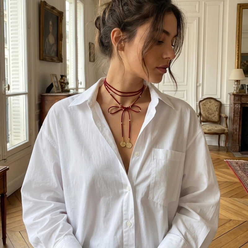 Retro Red Velvet Long Bowknot Necklaces for Women Ladies Gold Color Portrait Coin Pendant Necklaces Sweater Chains Jewelry Gift