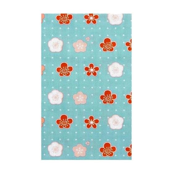 Hamamonyo Tenugui Cotton Towel - Polka Dot Small Ume Blossoms, 100% Cotton, Approx. 34cm x 90cm, Dyed, Raw Edge