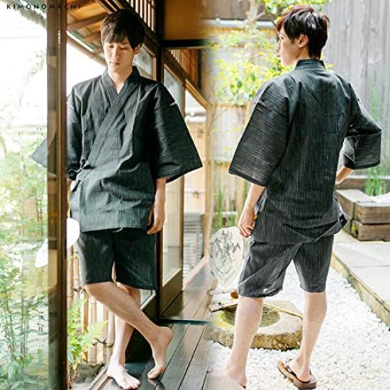 Kyoto Kimonomachi Original Multicolored Striped Cotton and Size Day Plus Sizes [KIMONOMACHI] Men's Jinbei, Linen, Small, Father's Gift, Loungewear,