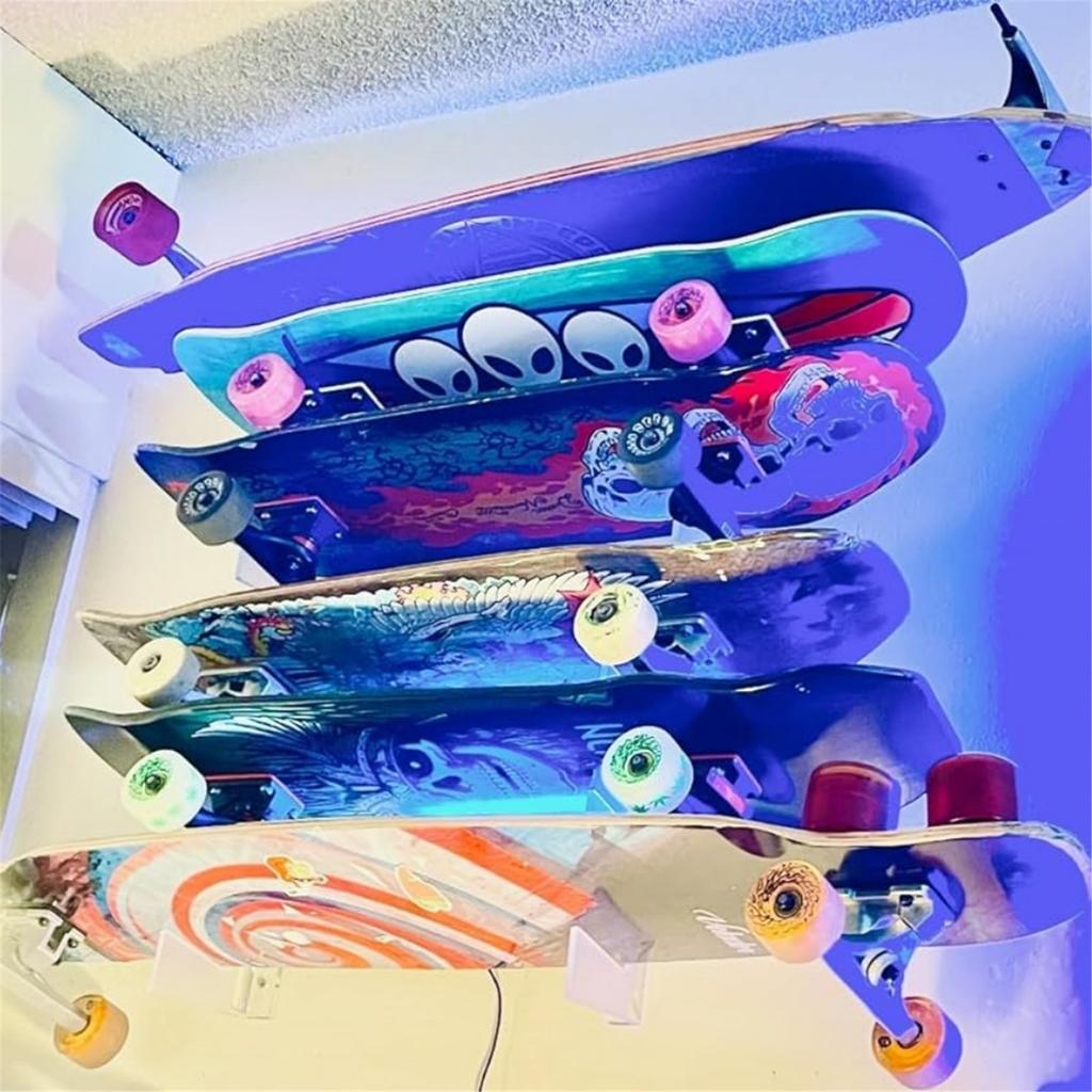 Modern Skateboard Rack Practical Acrylic Skateboard Holder Wall Mount Display Holder Stylish Storage Organizer Shelf