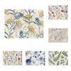 Flower Linen Placemat Bowl Plate Non-slip Insulating Protection Mat Home Desktop Protector for Party Kitchen Decor Gift