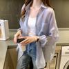 Summer Women's Chiffon Shirt Sun Protection Shirt Breathable Solid Color Shirt Loose Mid Length Top
