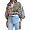 Spring 2025 European & American Women's Elegant Lapel Long Sleeve Hand-painted Print Casual Shirt