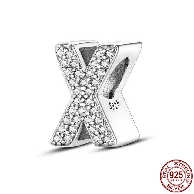 100% Real 925 Sterling Silver Letter Alphabet A-Z Charm Name Bead Fit  Bracelet Pendant Jewelry