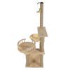 Cat Tree Multilevel Cat Climbing Tower Hemp Cable Covered Scratching Post with Hammock Dangling Toy