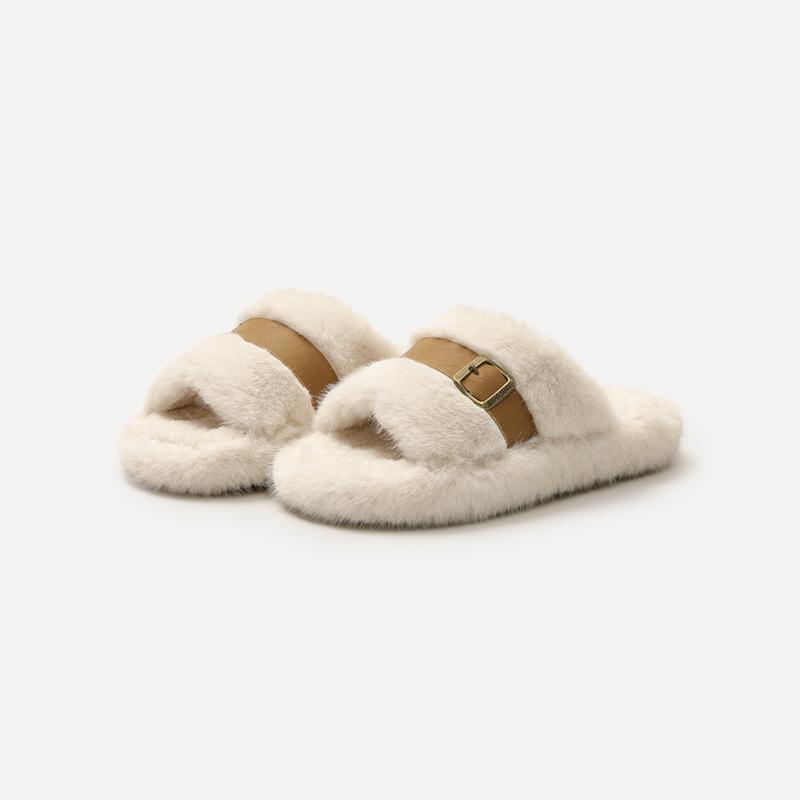 New Indoor Warm, Fleece and Thickened Cotton Slippers with One-piece Shoes