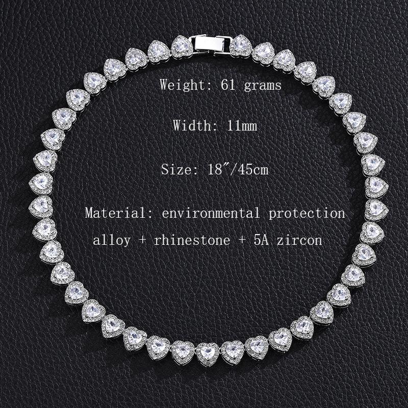 Luxurious And Exquisite Heart-shaped Diamond-set Stainless Steel Necklace For Everyday Matching Fashionable Zircon