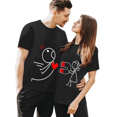 Valentines Day Tshirt New Couple Outfit Stick Figure Printing European American Unisex and Women Comfortable Graphic T Shirts