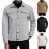 Men Jacket Woolen Lapel Design Long Sleeve Solid Color Coat with Flap Pockets Design