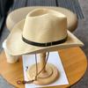 Cappello di Paglia Estivo Western Cowboy 62cm Oversize Testa Grande Tesa Arrotolata per Uomini Donne Protezione Solare Cappello Protezione UV