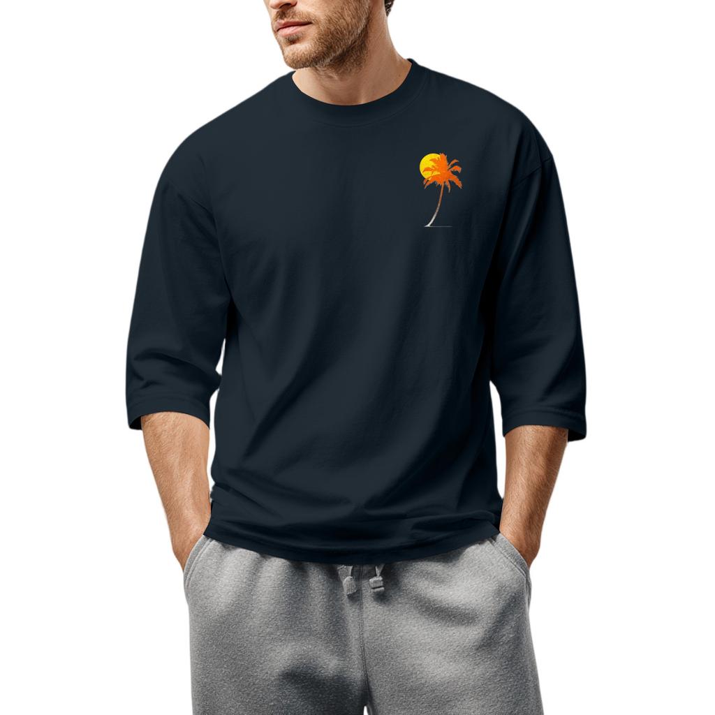 Men'S Round Neck Three-Quarters Sleeve Top Casual Fashion T-Shirt