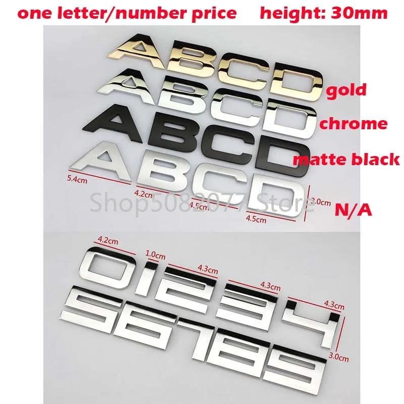 25mm 30mm DIY 26 Letters 10 Numbers Alphabet Metal Emblem for All Cars Game Over Trunk Fender Nameplate Logo Sticker