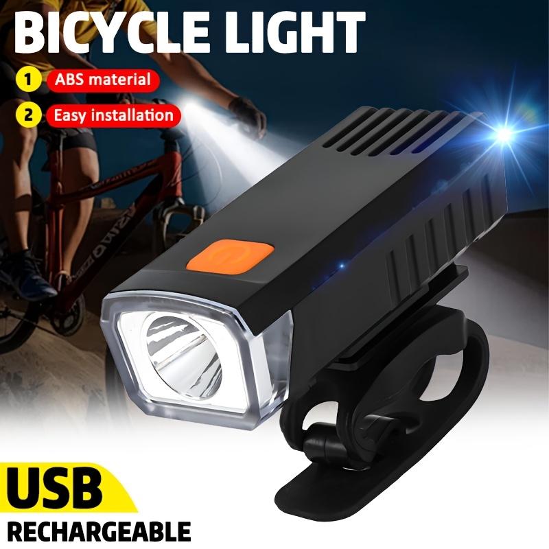 USB-Powered Bike Headlight with USB Rechargeable Lithium Battery 3-Mode (Bright/Dim/Strobe) Front Bike Light Quick-Attach Handlebar Mount