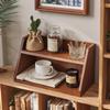 Wooden Retro Desk Organizer: Solid Wood Wall-Mounted Holder for Perfume, Cosmetics, Coffee Cups, and Utensils.