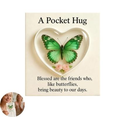 Butterfly Pocket Hug Card Acrylic Gift Transparent Portable Keepsake Symbol of Love Encouragement Inspirational Gift Card