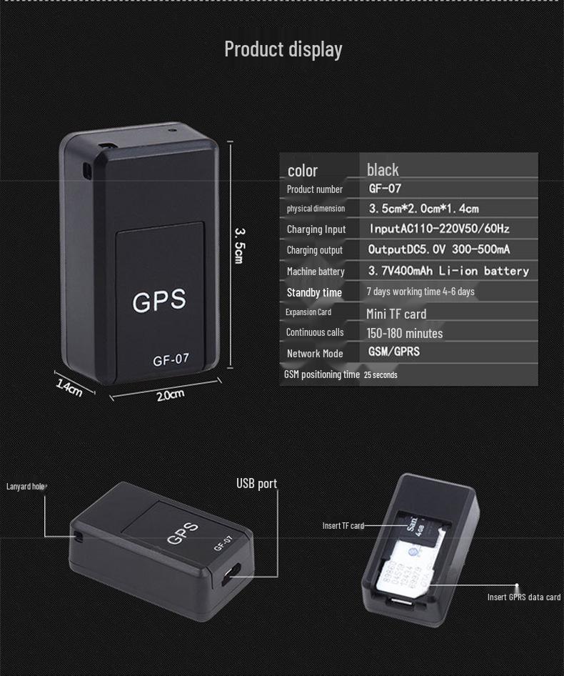 GF07 GPS Locator: Car, Elderly, and Child Anti-Lost Device with Strong Magnet
