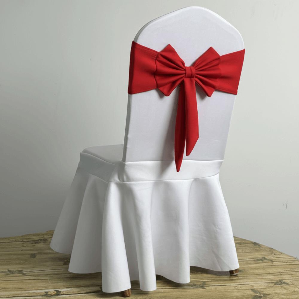 Spandex Chair Sash Solid Color Satin Ribbon Bows Chair Bands  Wedding Banquet Events Decoration