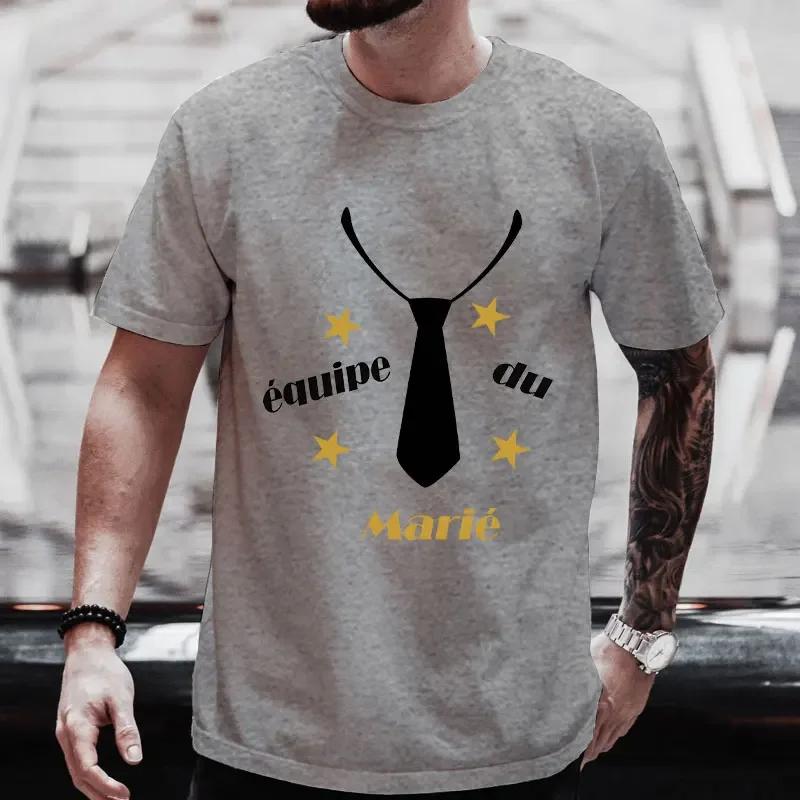 French EVG Team Groom Tees Future Groom Squad Tshirt Best Man Tie Graphic Wedding Tops Boyfriend Bachelor Stag Party T Shirt